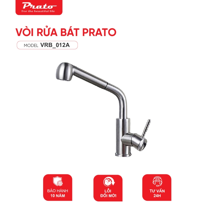 Vòi rửa bát dây rút đồng Prato 012A